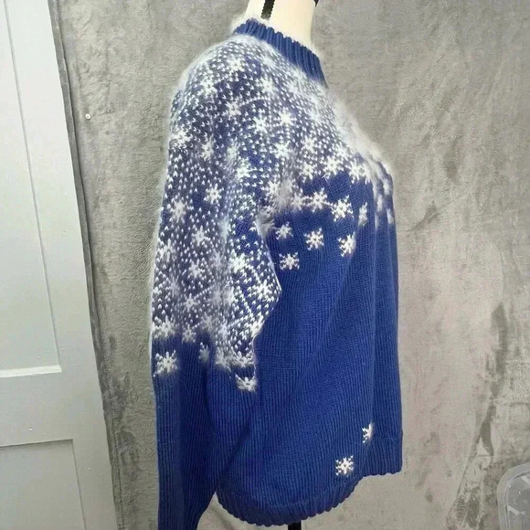 Vintage CEAU‎ MAR Sz M Wool Angora Pullover Sweater USA Made Snowflakes Winter - Picture 11 of 16